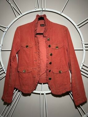 Louie by Anthropologie Coral Ruffled Corduroy Jacket - Women's